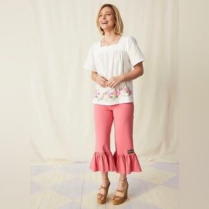 Matilda Jane Best Dressed White Embroidered Peasant Top Size Large